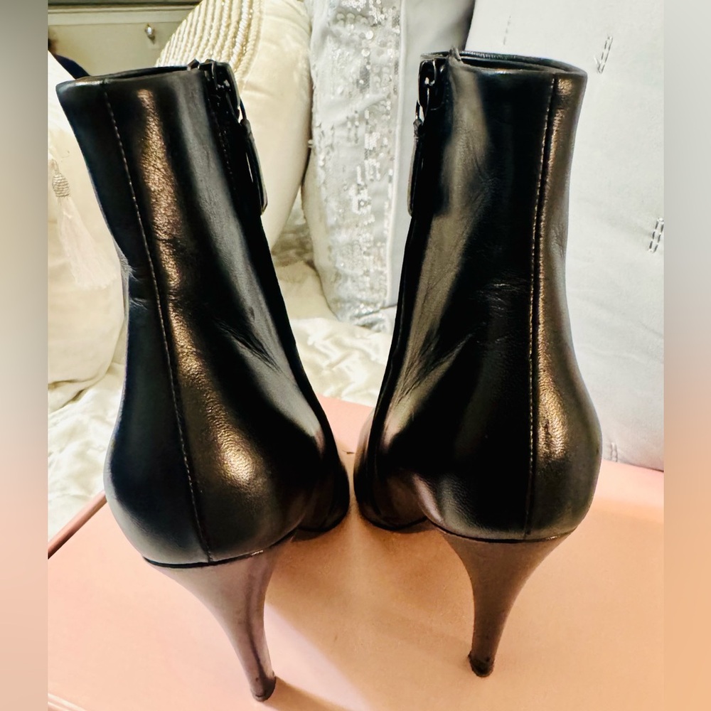 Balenciaga Black Leather Peep-Toe Boots (size 7) - Picture 5 of 10